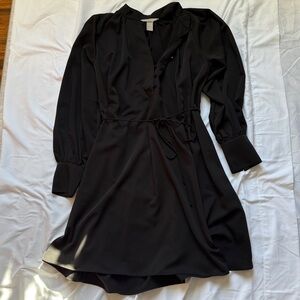 Elegant Black Button-Down Dress